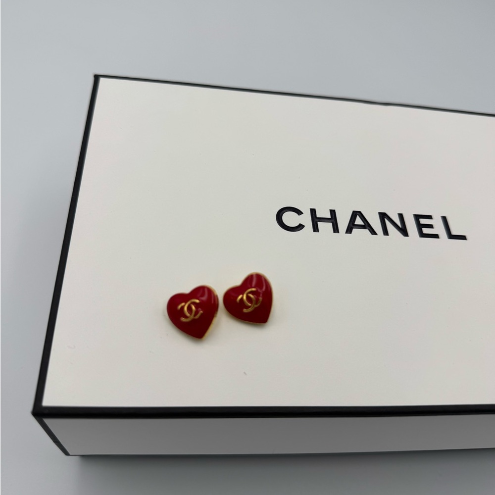 Chanel Red Heart Buttons